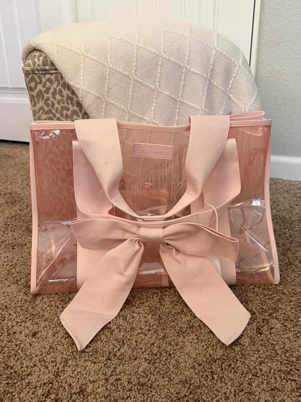 case-mate Clear Blush Pink Bow Tote